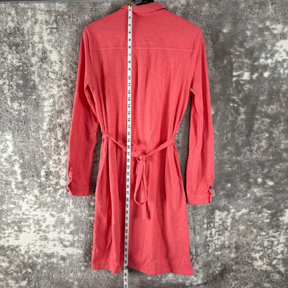 Boden Size 6 Minimalist Tie Knee Length Shirt Dress Red Pink Long Sleeve Collar - Picture 3 of 9
